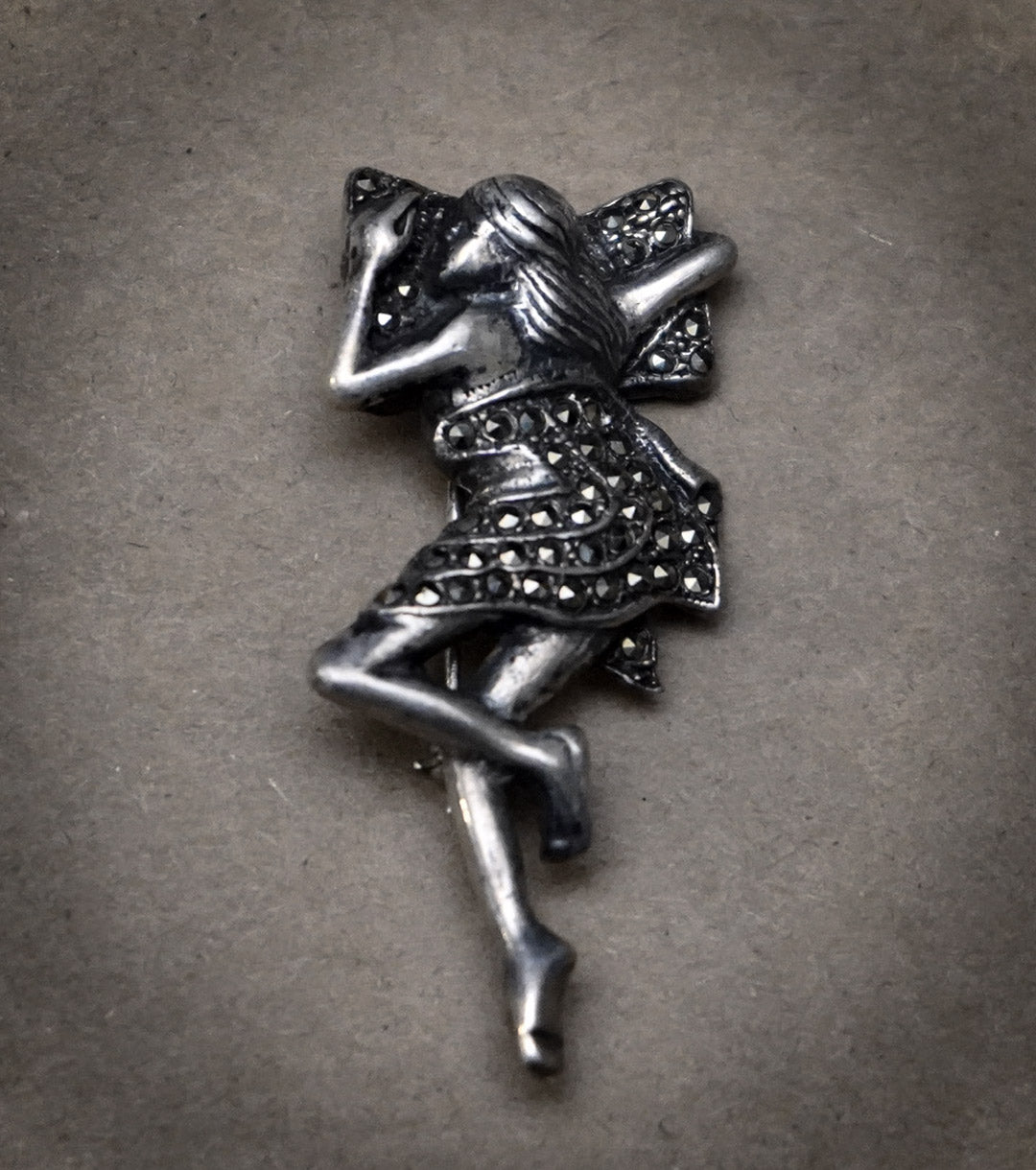 "Sleeping Beauty" 925 Sterling Silver and Marcasite Brooch